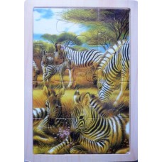 Wooden 12 Piece Zebras Puzzle Wooden 12 Piece Zebras Puzzle